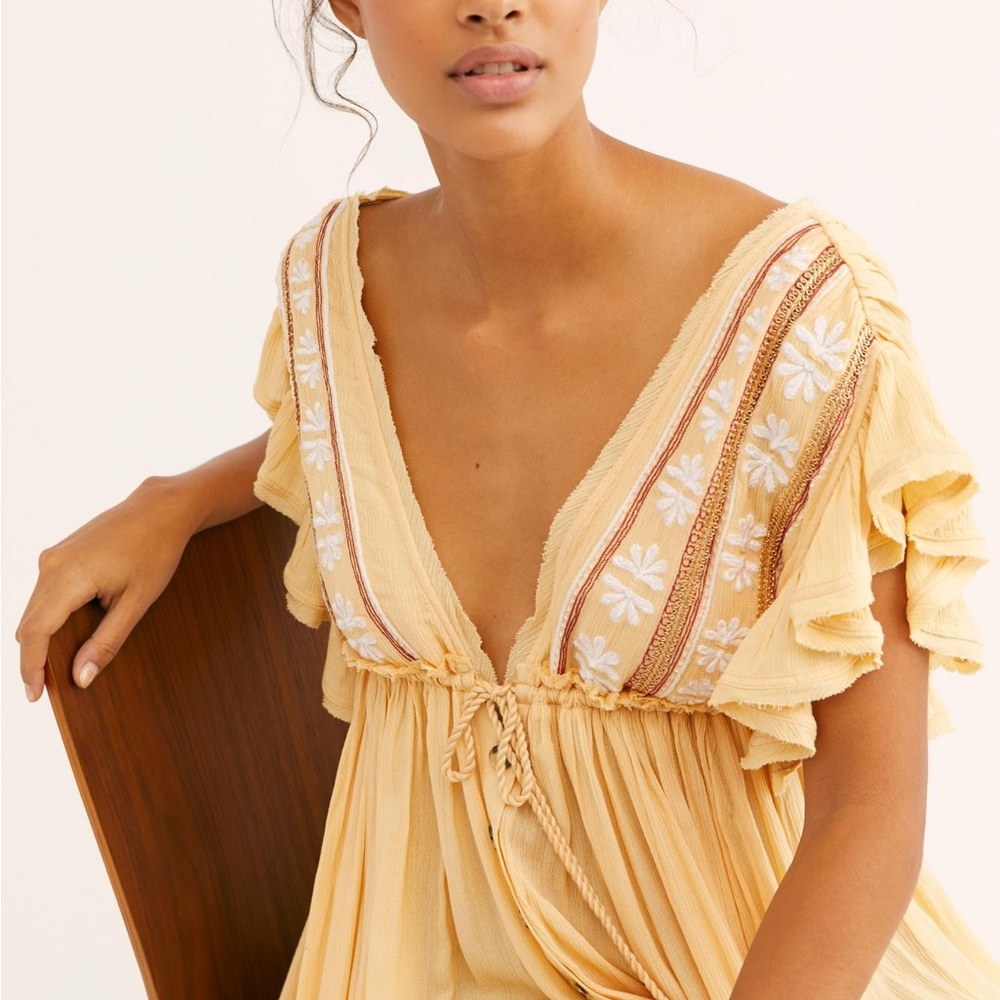 Free People Bali Will Wait for You Midi Dress Embroidered Gauze Boho Small New - Picture 8 of 8
